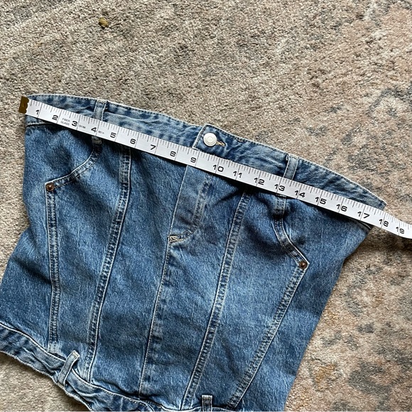 Zara Blue Denim Jean Strapless Bustier Corset Top XXL - Picture 6 of 8